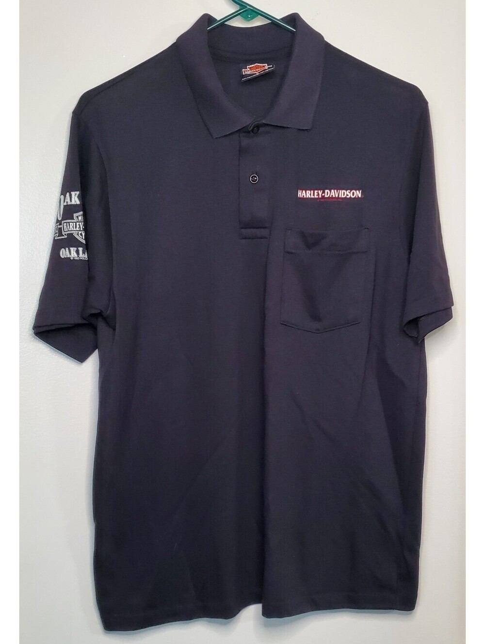 Vintage 1993 Harley-Davidson Oak Lawn IL Polo Shirt Mens L Single Stitch